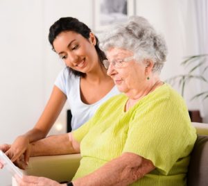 Caregiver helping Client