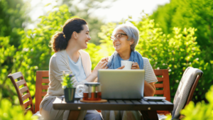 caregiver discussing in-home care services with client
