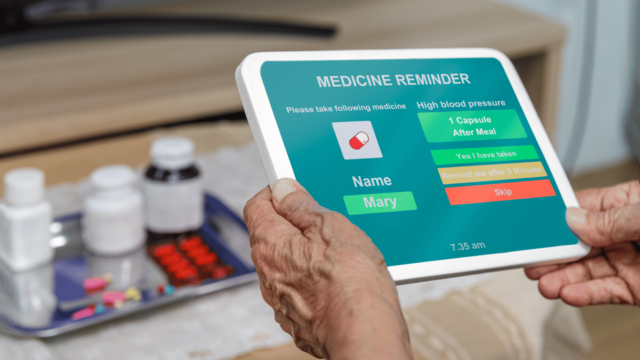 home care technology medication reminder tablet